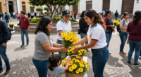Lima Municipality Distributes Yellow Flowers To Celebrate Spring