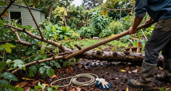 Righting a Blown-Over Tree After a Monsoon Storm